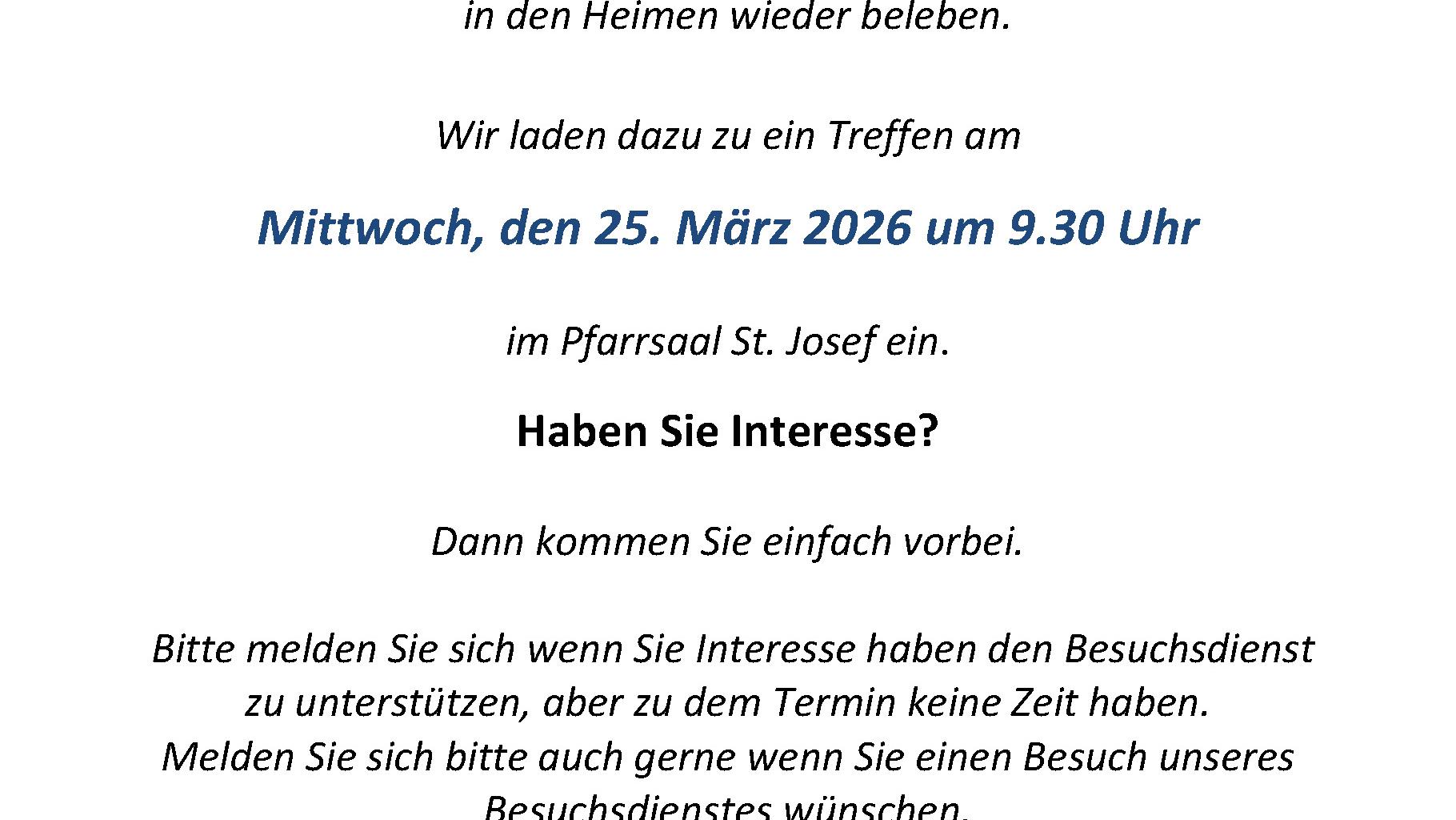 Einladung zum Besuchsdienst
