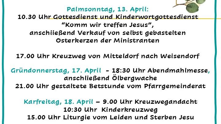 Gottesdienste in der Karwoche