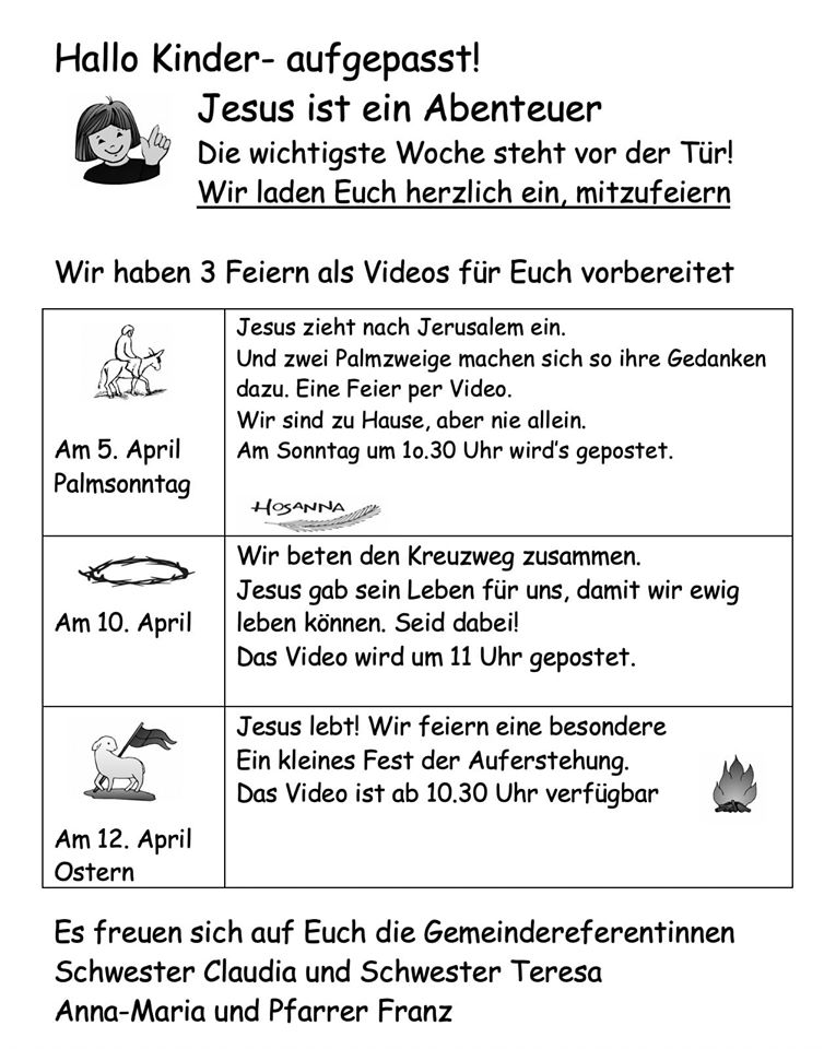 Heilige Woche für Kinder
