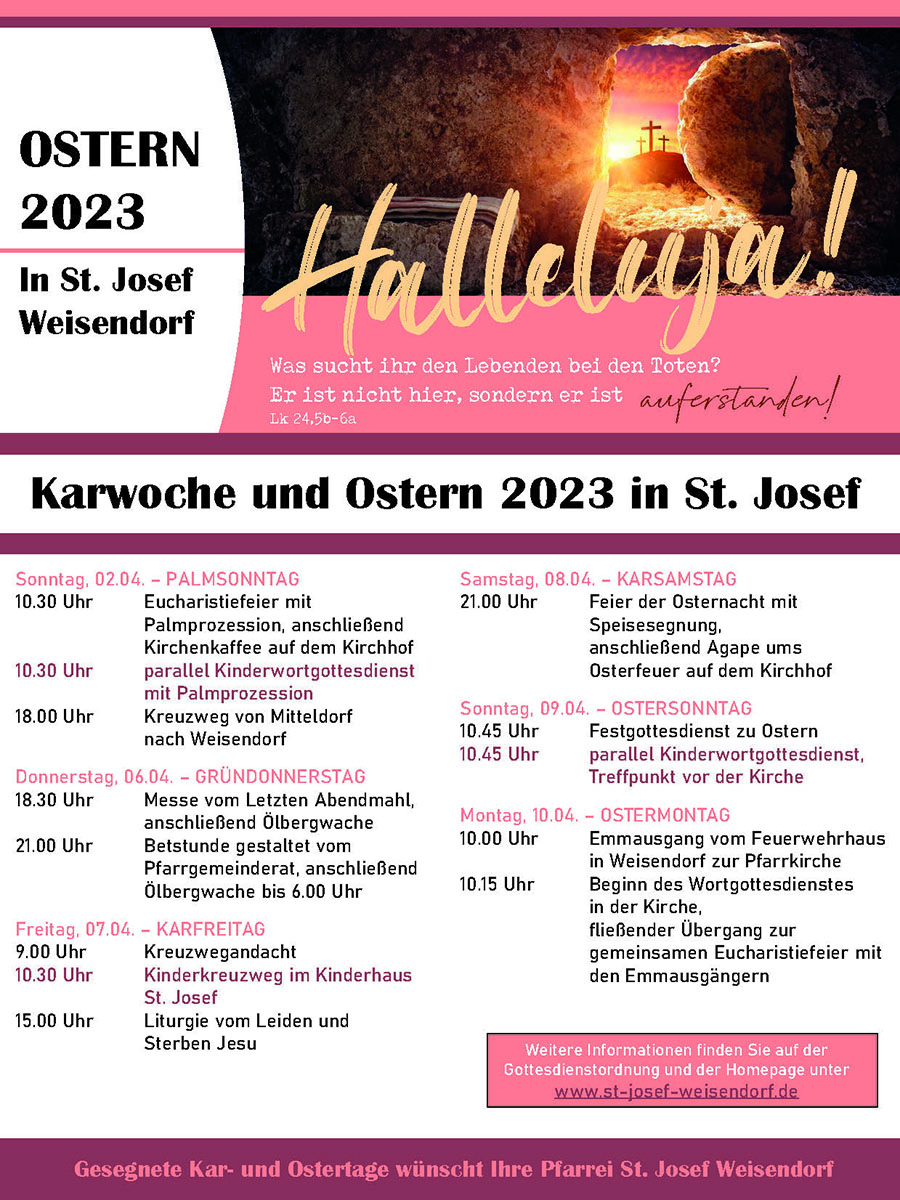 Karwoche und Ostern 2023 in St. Josef