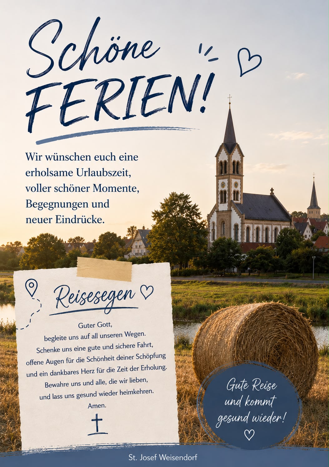 Bild der Kirche mit Reisesegen für die Ferien